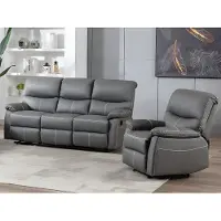 Vente-unique Couchgarnitur Relax 3+1 - Kunstleder - Grau - CANBY