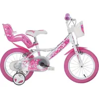 Dino Bikes Kinderfahrrad "16" Little Heart Kinderfahrrad Mädchen 4–7 Jahre Stützräder" 1 Gang mit Stützrädern, Korb und Puppensitz