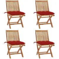 vidaXL "2024"Modernen Klappbare Gartenstühle mit Kissen 4 Stk. Massivholz Teak Design Gartenstühle 8329934