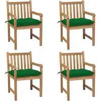 vidaXL "2024 Moderne" Gartenstühle 4 Stk. mit Grünen Kissen Massivholz Teak - Gartenstühle Neu6995570