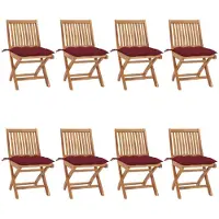 vidaXL Möbel Klappbare Gartenstühle mit Kissen 8 Stk. Massivholz Teak - Esstischstuhl 3072885