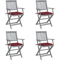 vidaXL BESTE 2022 Outdoor-Stuhl Stilvollen mit robustem ,Klappbare 4er Set Gartenstühle mit Kissen Massivholz Akazie Relaxsessel Armlehnstuhl mit Premium & schlichten Design *HOM