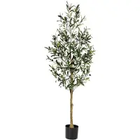 Unyqoos Künstlicher Olivenbaum 150 cm – realistische Deko mit Blättern & Früchten, pflegefrei, aus robuster Seide und Draht, für Innen & Außen