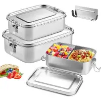 Unyqoos Lunchbox-Set aus 304 Edelstahl, 3-teilig (850/1400/2400 ml) – auslaufsicher, stapelbar, spülmaschinenfest