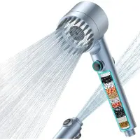 Unyqoos Hand-Duschkopf mit 15‑stufigem Filter – entfernt 99,99% Restchlor, 1,8 m Edelstahl‑Schlauch, Druckverstärker, bis 30% Wasserersparnis, 4 Strahlarten