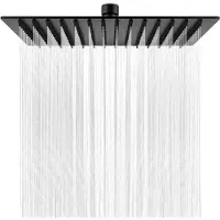 Unyqoos Regenduschkopf 30×30 cm – quadratisch, matt schwarz, Edelstahl, 360° verstellbar, selbstreinigende Düsen, integrierter Wasserfilter, G1/2-Anschluss