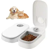 Unyqoos Automatischer Futterspender mit Timer für Katzen und kleine Hunde, 700 ml (2×350 ml), 48‑Stunden Programm, abnehmbare Boxen, ABS, batteriebetrieben