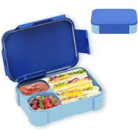 Unyqoos Kinder-Brotdose mit Fächern, 900 ml, auslaufsichere Lunchbox mit Silikondichtungen, BPA-frei, mikrowellen-, gefrier- und spülmaschinenfest, 2 Sicherheitsknöpfe