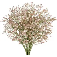 Unyqoos Set 10 realistischer Kunstblumen im Gypsophila-Look, wetterfeste Kunststoffstiele, je 3 kleine Blüten (ca. 1 cm), Deko für Innen & Außen