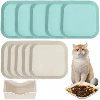 Unyqoos Buntes Katzenfutternapf-Set 10-teilig – flache & runde Futterschalen aus lebensmittelechtem PP, BPA-frei, spülmaschinenfest, ideal für Kätzchen & Katzen