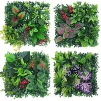 Unyqoos Kunstpflanzenwand Außen – pflegeleichte, witterungsbeständige Deko-Panels, 4 Stück 25×25 cm, Kunststoff, Grün für Wand, Balkon & Terrasse