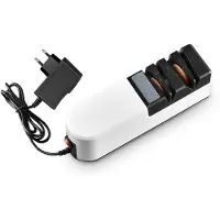 Unyqoos Elektrischer Messerschärfer – Multifunktional für Küche & Profi, 2 Schleifscheiben (Grob/Fein), Winkelführung & Anti-Rutsch-Basis