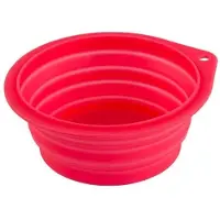 Unyqoos Faltbarer Silikon-Reisenapf für Haustiere – 500 ml, himbeerfarben, leicht & robust, reisefreundlich für Wasser und Futter