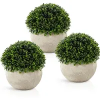 Unyqoos Kunstpflanzen-Set – 3 realistische Deko-Pflanzen in Naturfaser-Töpfen, 13 cm, pflegeleichte Zimmer- & Bürodekoration