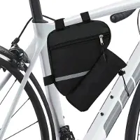 Unyqoos Wasserdichte dreieckige Rahmentasche für MTB und Rennrad – Oxford-Material, Klettverschluss, reflektierende Streifen