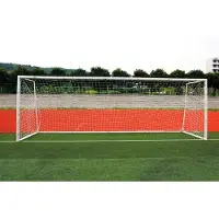 Unyqoos Fußballnetz, robustes PE-Netz 2,8 mm für Training & Wettkampf, 14 cm Maschen, geeignet für Ballgröße 45, 10,5×6,9 / 48×6,9 / 24×8 ft, weiß/orange