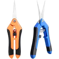 Unyqoos Gartenscheren-Set, 2-teilig – ergonomisch, gebogene Klingen, Federmechanik & Seitenverriegelung, Antirutsch-Griffe für Pflanzen, Blumen und Zweige