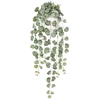 Unyqoos Künstliche Hängepflanze mit herzförmigen Blättern – String-of-Hearts Optik, grün, 58 cm, Seide & Kunststoff, pflegefrei für Zuhause & Büro