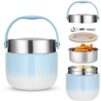 Unyqoos Thermoschale mit Deckel, 1200 ml – Edelstahl-Innenraum, Silikondichtung, bis zu 12 Std. warm/kalt, klappbarer Löffel, tragbare Lunchbox
