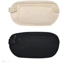 Unyqoos Gürteltasche – sichere, verstellbare Bauchtasche aus Nylon, großes Fassungsvermögen, 2 Reißverschlussfächer, Schwarz/Kaki, für Reisen & Sport