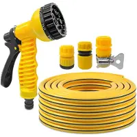 Unyqoos Hochdruck-Gartenbrause mit 7 einstellbaren Wasserstufen, ergonomischer Anti‑Rutsch‑Griff, Durchflussregelung, inkl. 5 m Schlauch, Kunststoff