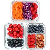 Unyqoos Glas-Mealprep-Box 1,04 l mit Deckel – 1/2/3 Fächer, auslaufsichere Silikondichtung, spülmaschinenfest (ohne Deckel), mikrowellen-, gefrier- & ofenfest bis 400°C