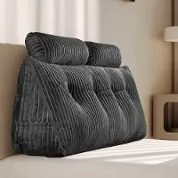 Unyqoos Rückenlehnenkissen 120 cm – ergonomisches Keilkissen für Bett & Sofa, abnehmbarer Bezug, Seitentasche & zusätzliche Nackenrolle