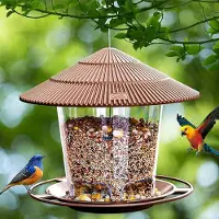 Unyqoos Faltbares Vogelfutterhaus für außen – wetterbeständiger Futterspender, 820 ml, leicht befüllbar & aufhängbar für Garten und Balkon