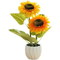 Unyqoos Künstliche gelbe Kunstblumen im Topf – realistisch wirkende Deko-Pflanzen, 25 cm, pflegefrei, stabiler Kunststofftopf für Wohnzimmer & Büro
