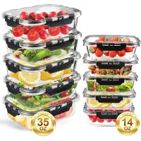 Unyqoos 10‑tlg. Set luftdichter Vorratsgläser aus Borosilikatglas – 1040 ml & 410 ml, Klickverschluss, auslaufsichere PET‑Deckel, stapelbar, mikrowellen-/ofengeeignet (ohne Deckel), BPA‑frei