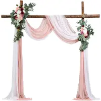 Unyqoos Romantisches Blumen-Arrangement für Hochzeitsbögen – handgefertigte Seidenblumen & transparente, knitterfreie Vorhänge, ganzjährig einsetzbar