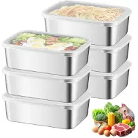 Unyqoos 6er-Set Edelstahl-Aufbewahrungsdosen mit Deckel – Lebensmittel-Boxen 18,2×13×5,9 cm, korrosionsbeständig, spülmaschinengeeignet