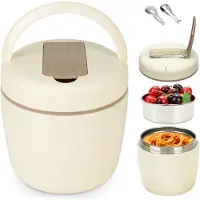 Unyqoos Thermo-Lunchbox 1200 ml – doppelwandiger Edelstahl, vakuumisoliert, bis zu 7 Std. warm/kalt, auslaufsicher & mit klappbarem Löffel