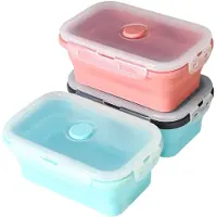 Unyqoos Faltbares Silikon-Lunchbox-Set 500 ml – lebensmittelecht, platzsparend, luftdicht (4‑Punkt-Verschluss), mikrowellen-, gefrier- und spülmaschinenfest, für Schule & unterwegs