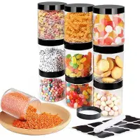 Unyqoos 9‑teiliges transparentes Vorratsdosen-Set – Kunststoff Aufbewahrungsdosen 250 ml, stapelbar, BPA‑frei, 71×84 mm, schaumgefütterte Deckel für Küche & Vorrat