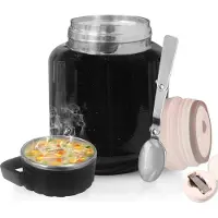Unyqoos Thermobehälter aus Edelstahl 316, 900 ml – Isolier-Lunchbox mit Klapp-Löffel, PP-Deckel & Silikon-Dichtung, 12 Std. warm/kalt, auslaufsicher