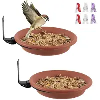 Unyqoos Vogeldrink- und Futterstation für Balkon & Garten, wandmontierbar und klappbar (90°), 2-in-1 Trink- und Futterbecken aus wetterfestem PP und Eisen