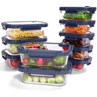 Unyqoos Glas-Vorratsdosen 10er-Set – Borosilikatglas, 1040 ml + 370 ml, luftdichte Deckel mit Entlüftungsventil, BPA-frei, mikrowellen- und gefriersicher