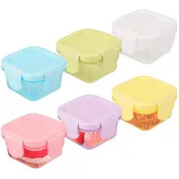 Unyqoos 6er-Set kompakte, wiederverwendbare Lebensmittelbehälter 60 ml – BPA-freies PP, mikrowellen- & spülmaschinengeeignet, auslaufsichere 4‑Punkt‑Deckel, stapelbar