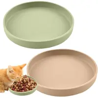 Unyqoos 2er-Set bunte Silikon-Futternäpfe – flache Futterschalen für Katzen & kleine Haustiere, schnurrhaarschonend, bodenschonend, leicht zu reinigen