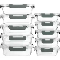 Unyqoos Glas-Frischhaltedosen-Set 20-tlg. – 10 Glasbehälter & 10 luftdichte, auslaufsichere Deckel, Borosilikatglas, ofen-/mikrowellenfest, gefrier- & spülmaschinengeeignet