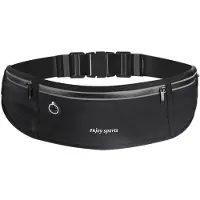 Unyqoos Wasserdichter Laufgürtel, reflektierend, verstellbarer elastischer Hüftgurt, 3 separate Fächer, ultradünn (Polyester/TPU) – für Laufen, Radfahren & Wandern