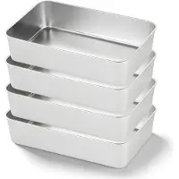 Unyqoos 4er-Set rechteckige Backformen aus Edelstahl 33 x 15 x 6,5 cm – lebensmittelecht, ohne Beschichtung, ofenfest bis 230 °C, spülmaschinenfest
