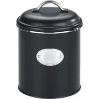 Unyqoos Luftdichte Aufbewahrungsdose aus Metall, schwarz, 1,6 L – Vorratsdose für trockene Lebensmittel mit Silikondichtung & beschreibbarem Aluminium-Label