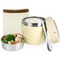 Unyqoos Thermo-Lunchbox 1500 ml – doppelwandiger Edelstahl, auslaufsicher (Schraubdeckel mit Silikondichtung), bis 8 Std warmhaltend, Klapp-Löffel & Tragetasche