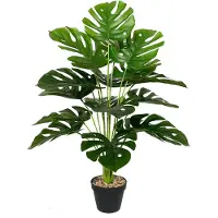 Unyqoos Lebensechte Monstera‑Kunstpflanze 75 cm im Topf – Polyester, pflegefrei, für Innen & Außen, biegsamer Metallstamm
