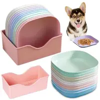 Unyqoos Keramik-Katzenfutterschalen-Set 10-tlg. – 3 breite flache Schalen & 3 Antirutsch‑Matten, für Kätzchen und Kleintiere, Nass‑ & Trockenfutter