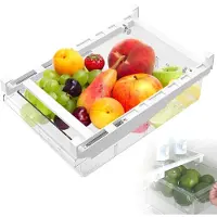 Unyqoos verstellbare Kühlschranklade‑Organizer – transparente, hängende Aufbewahrung aus PET & ABS, 30–40 cm, rutschfester Boden & stapelbar