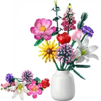 Unyqoos Kreativ-Bauset: Farbintensives Blumenbouquet zum Zusammenbauen – 10 einzigartige Blumen (Lilien, Nelken, Sonnenblumen) – ab 6 Jahren