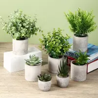 Unyqoos Set – 7 dekorative künstliche Pflanzen (30 cm), PVC, grün – Deko für Wohnzimmer, Schlafzimmer & Büro